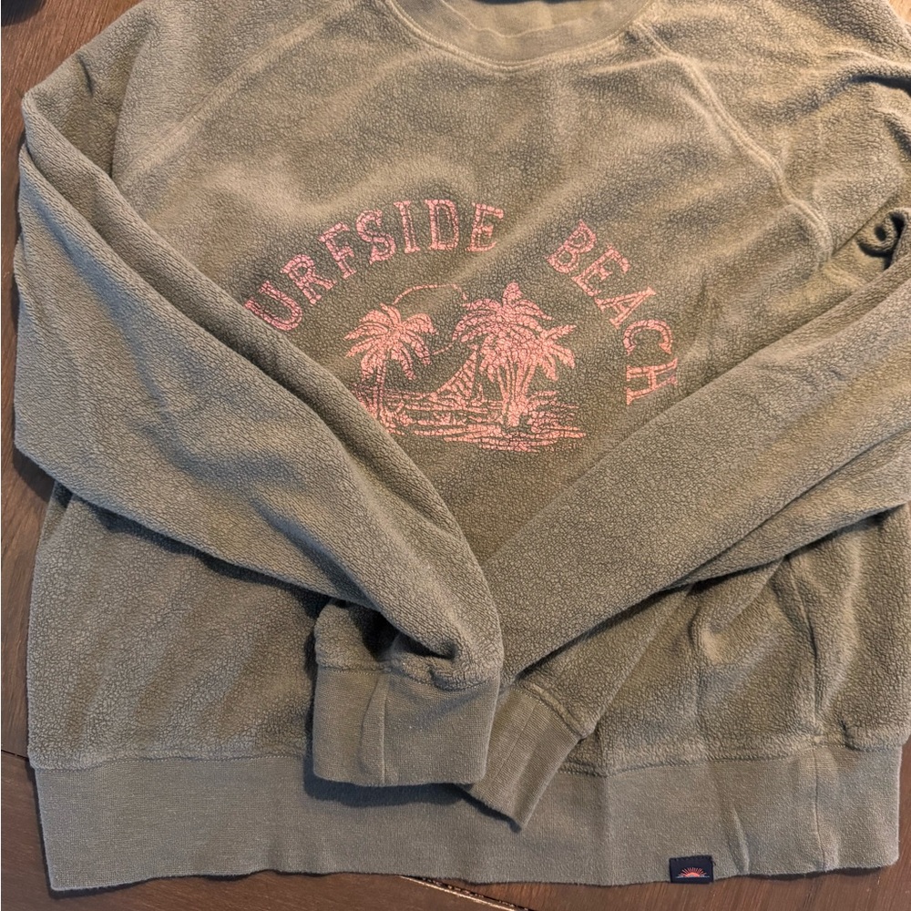 Faherty Olive Green Surfside Beach Sweatshirt